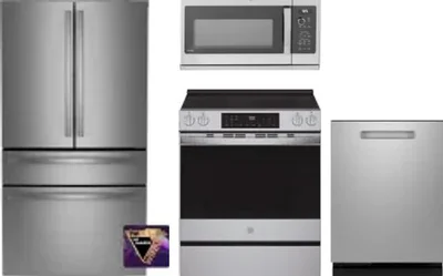 4 Piece Package Includes Refrigerator, Range, Microwave And Dishwasher